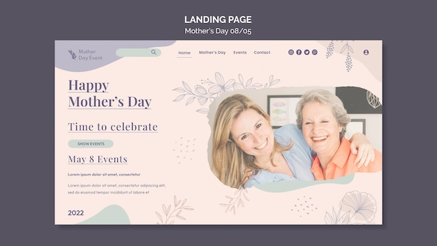 Free PSD happy mother's day landing page template