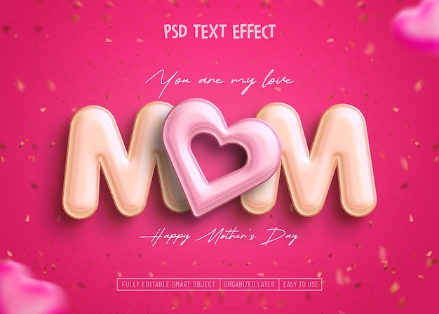 Free PSD happy mothers day social media banner design template with editable text effect