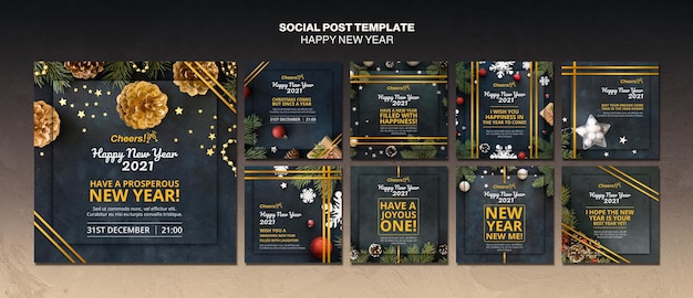 Happy new year 2021 social media post template