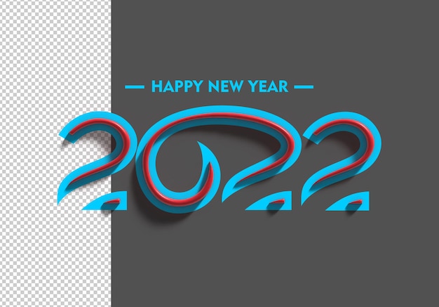 Free PSD happy new year 2022 3d render transparent psd file