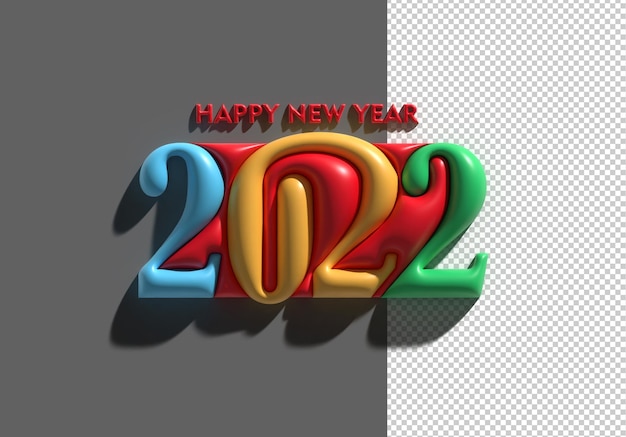 Happy New Year 2022 3D Render Transparent Psd File