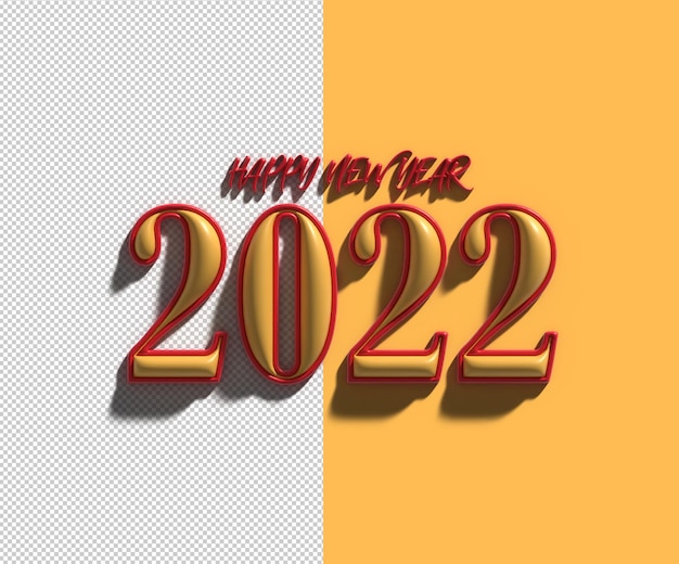 Free PSD happy new year 2022 text typography 3d design transparent psd file.