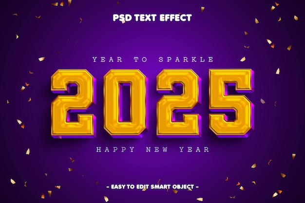 Free PSD happy new year 2025 text effect