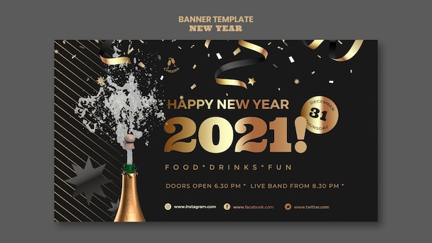 Happy new year party banner template