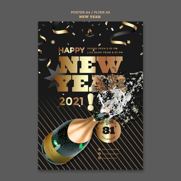 Free PSD happy new year party poster template