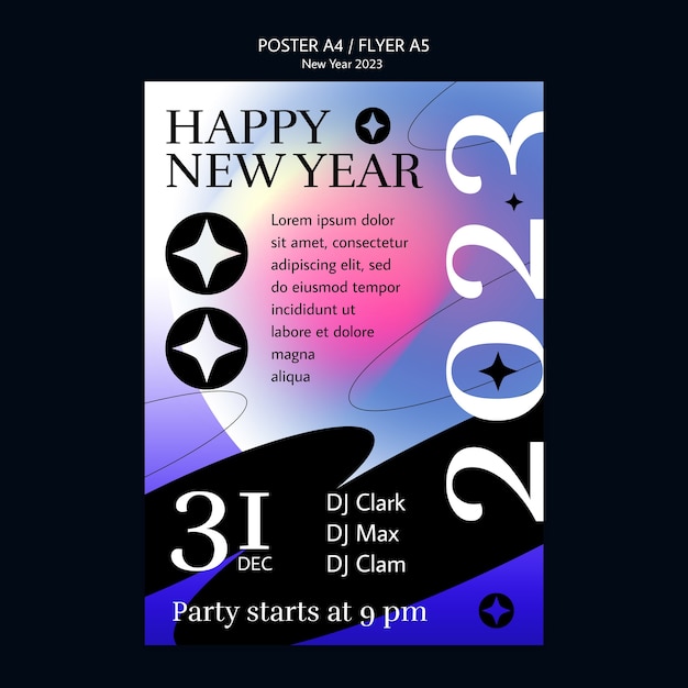 Free PSD happy new year poster template