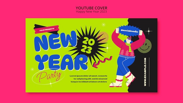 Free PSD happy new year youtube cover