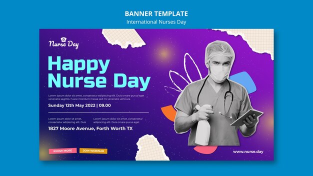 Happy nurses day celebration banner template