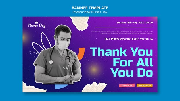 Happy nurses day horizontal banner template