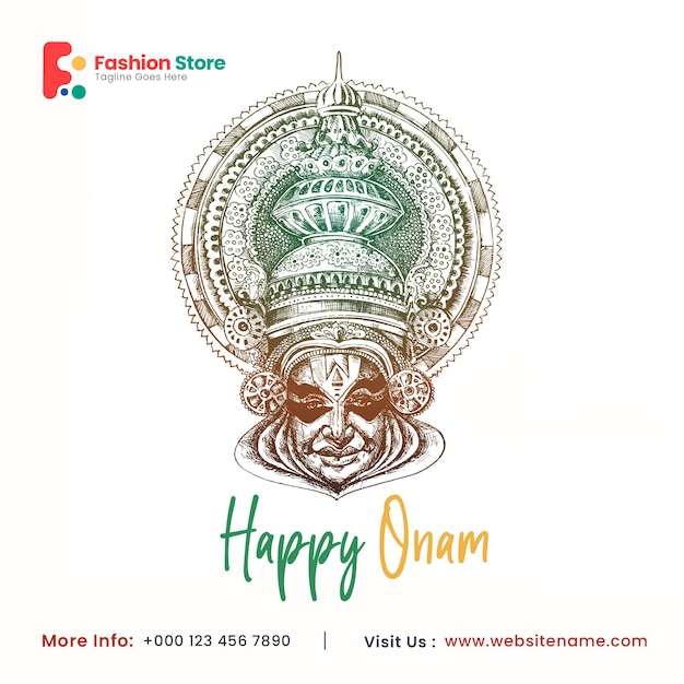 Free PSD happy onam celebration social media post flyer banner poster leaflet.