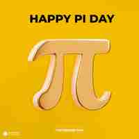 Free PSD happy pi day with pi symbol 3d render illustration