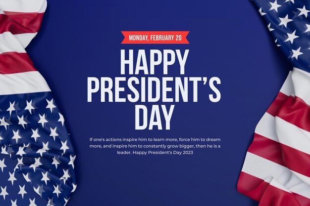 Happy presidents day of america banner with realistic flag