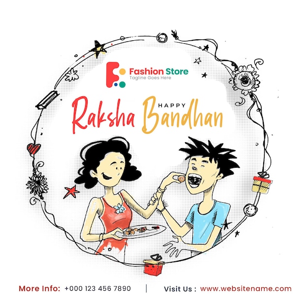 Free PSD happy raksha bandhan celebration social media post flyer banner poster.