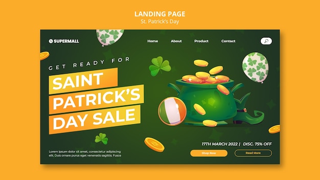 Happy st. patrick's day landing page template