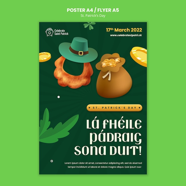 Free PSD happy st. patrick's day poster template