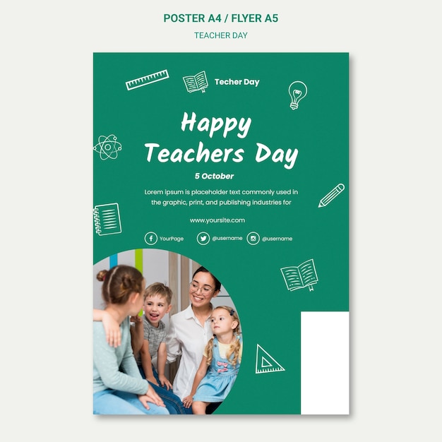 Free PSD happy teacher's day poster template