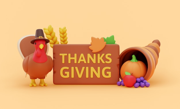 Free PSD happy thanksgiving background with icons design