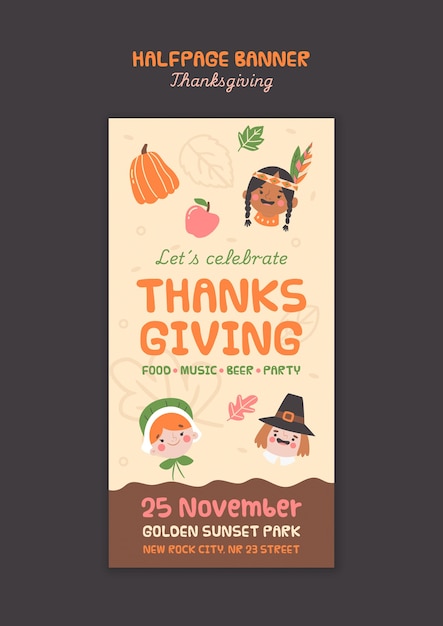 Free PSD happy thanksgiving celebration template