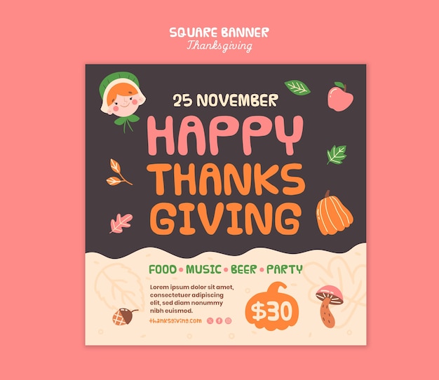 Free PSD happy thanksgiving celebration template