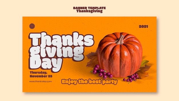 Free PSD happy thanksgiving day horizontal banner template