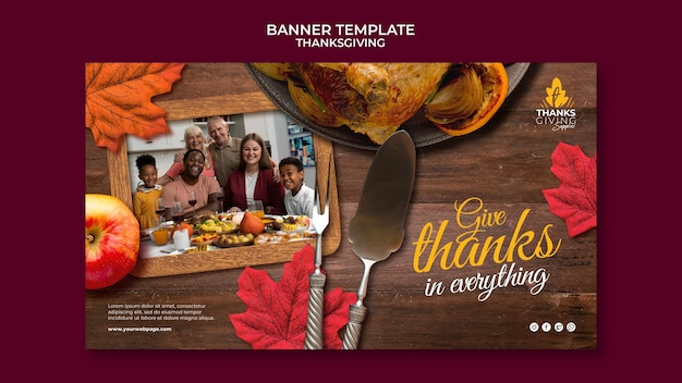 Free PSD happy thanksgiving day horizontal banner template