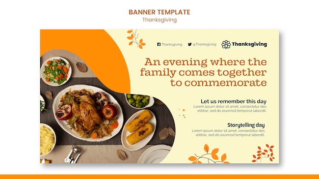 Happy thanksgiving day horizontal banner template