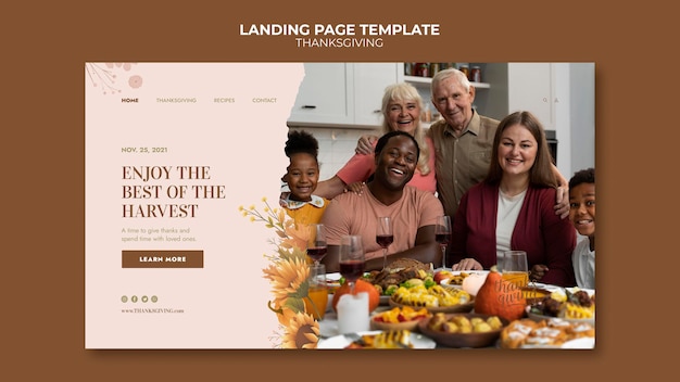 Free PSD happy thanksgiving day landing page template