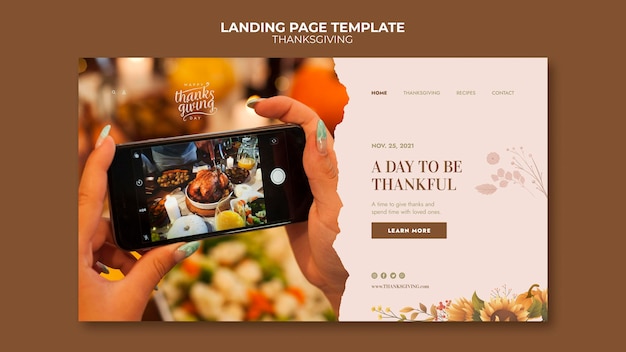 Happy thanksgiving day landing page template