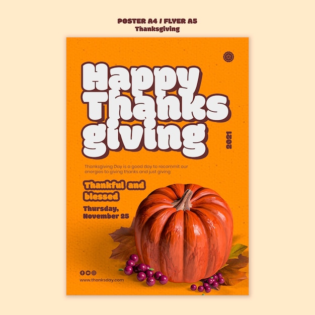 Free PSD happy thanksgiving day vertical print template