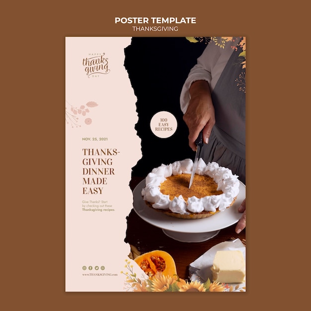 Happy thanksgiving day vertical print template