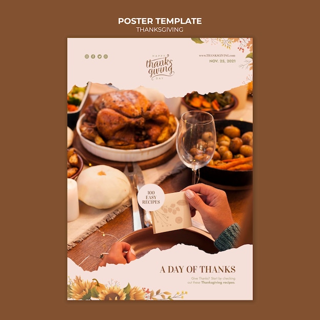 Happy thanksgiving day vertical print template