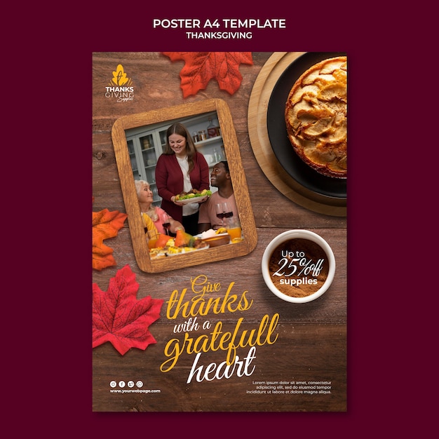 Happy thanksgiving day vertical print template