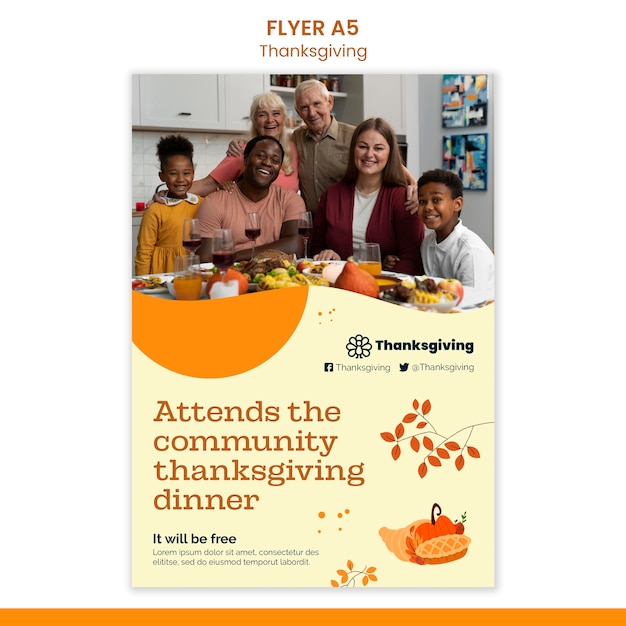 Free PSD happy thanksgiving day vertical print template