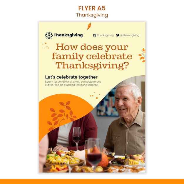 Free PSD happy thanksgiving day vertical print template