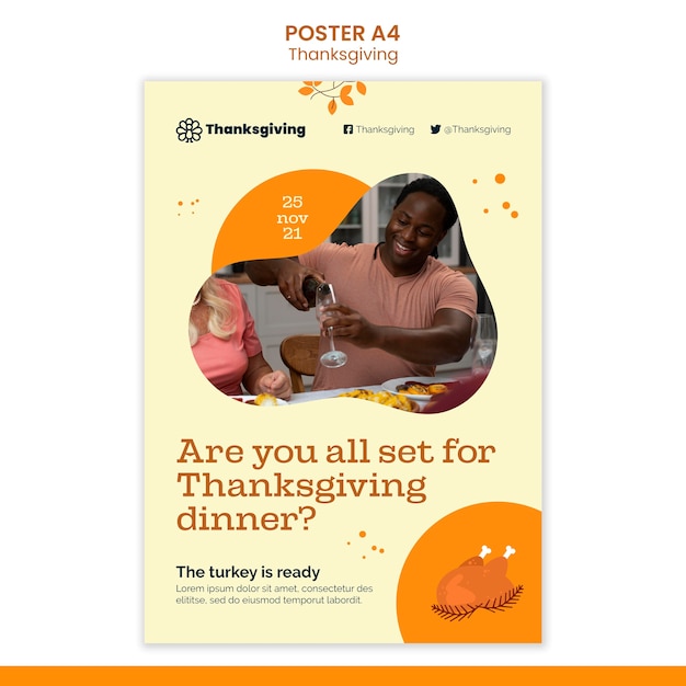 Free PSD happy thanksgiving day vertical print template