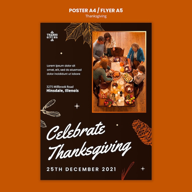 Free PSD happy thanksgiving vertical print template