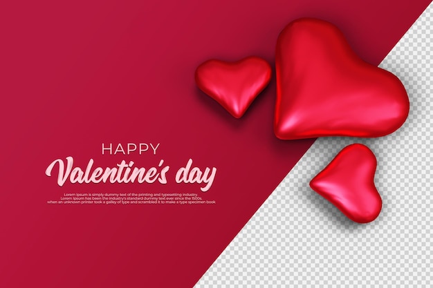 Happy valentine's day with 3D Rendering transparent