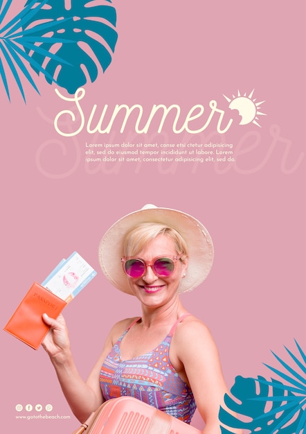 Free PSD happy woman summer template