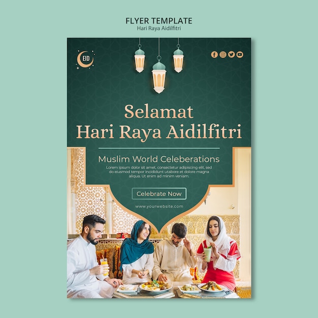 Hari raya aidilfitri concept flyer template