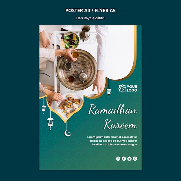 Free PSD hari raya aidilfitri poster concept