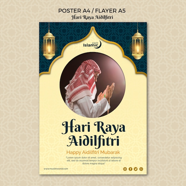 Free PSD hari raya aidilfitri poster theme