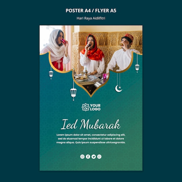 Free PSD hari raya aidilfitri poster theme