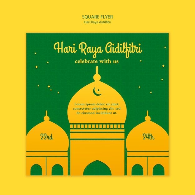 Free PSD hari raya aidilfitri square flyer