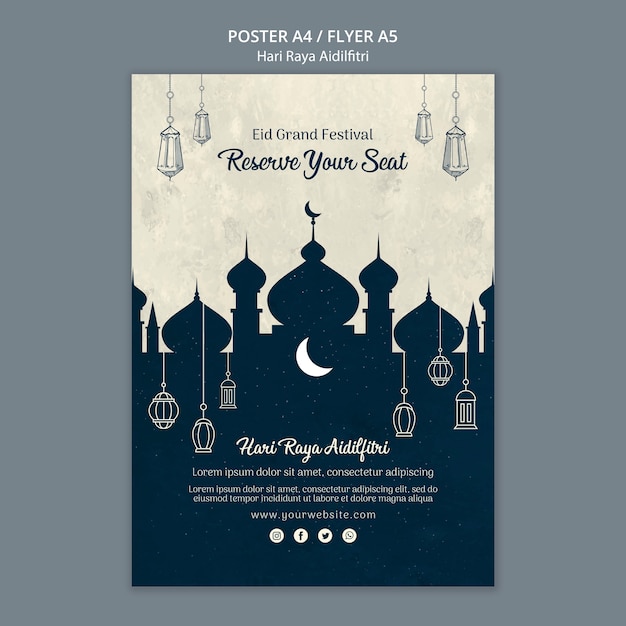 Free PSD hari raya aldilfitri poster template