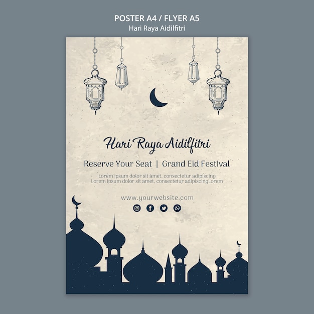 Free PSD hari raya aldilfitri poster theme