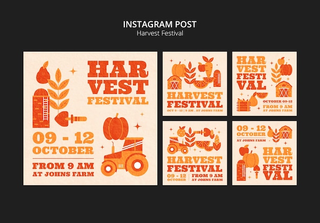 Free PSD harvest festival celebration instagram posts collection