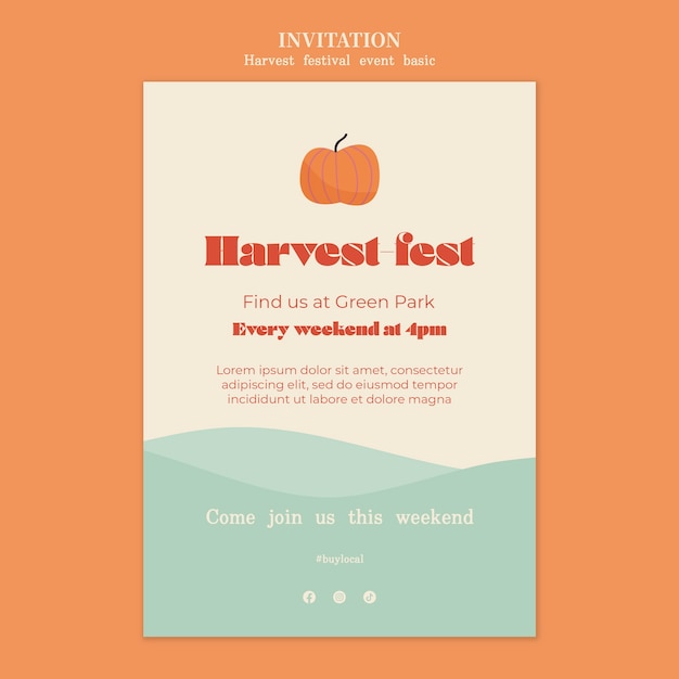 Free PSD harvest festival celebration invitation template