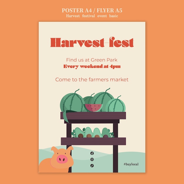 Free PSD harvest festival celebration poster template