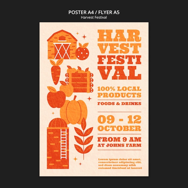 Free PSD harvest festival celebration vertical poster template