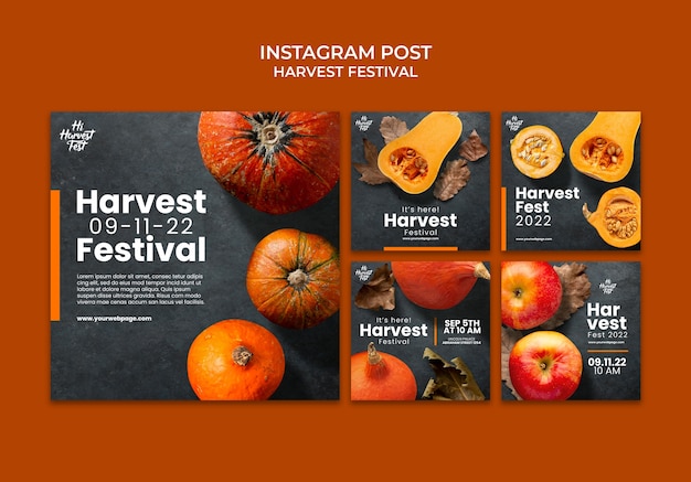 Free PSD harvest festival instagram posts